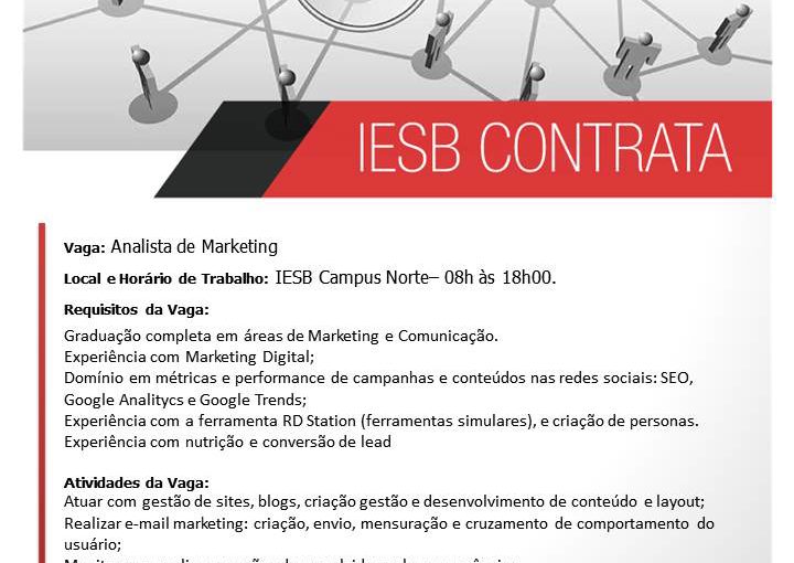 [GEBE Empregos] Analista de Marketing – IESB – 08/11