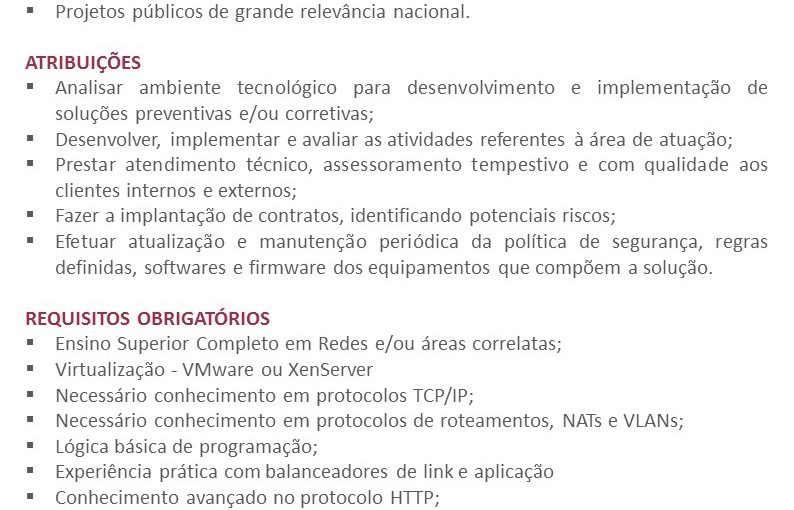 [GEBE Empregos] Oportunidade: Analista de Suporte – 17/11