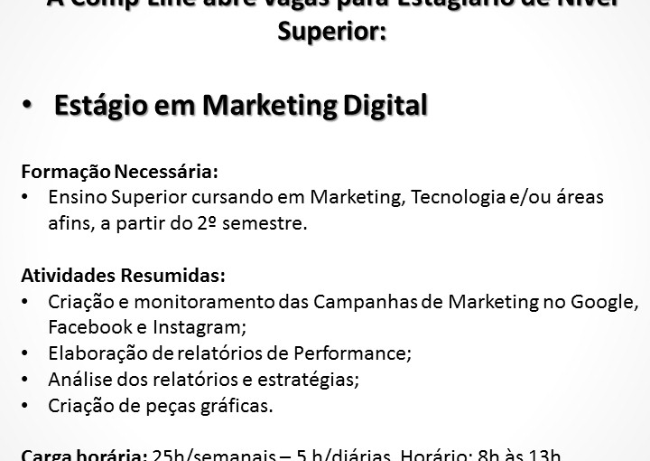 [GEBE Empregos] VAGA ESTAGIÁRIO MARKETING – 17/11