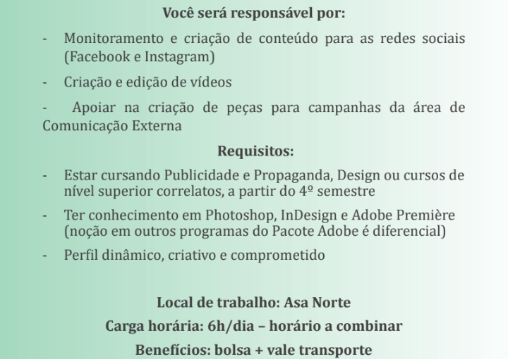 [GEBE Oportunidades] Estagiário em Design e Mídias Sociais – Centro Educacional Sigma – 03/04