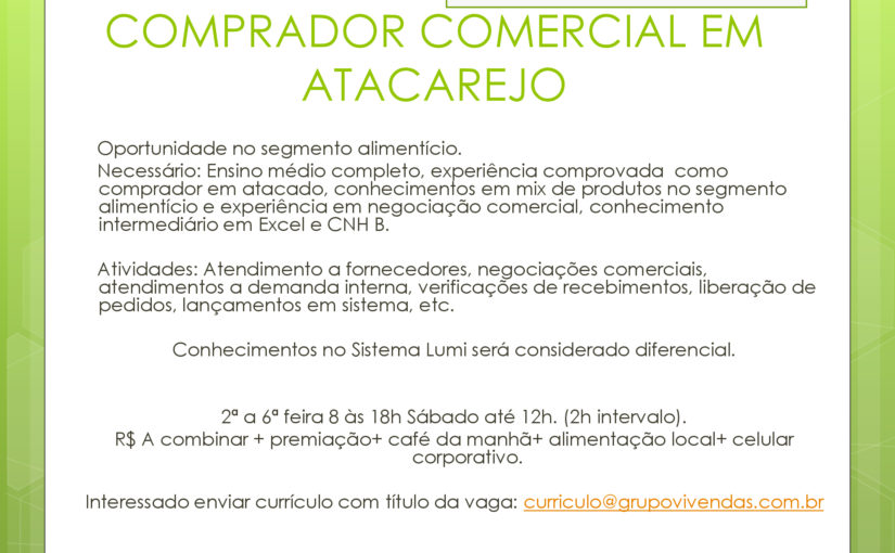 [GEBE Oportunidades] COMPRADOR COMERCIAL ATACADO