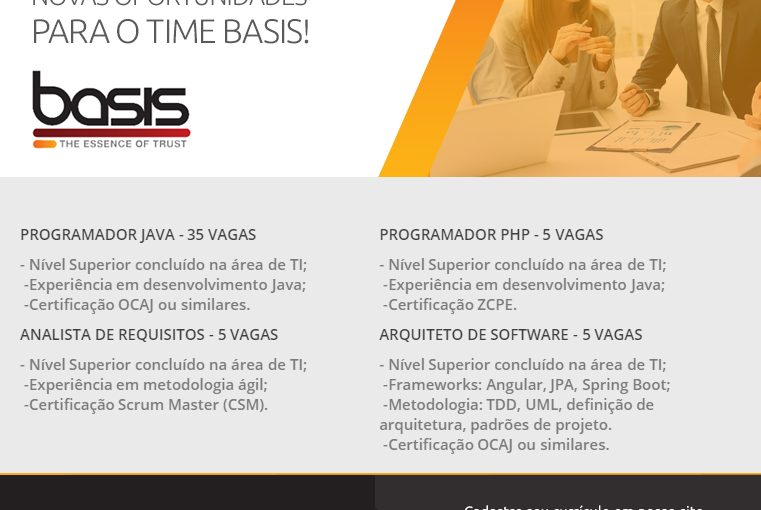 [ClubInfoBSB] BASIS TECNOLOGIA – OPORTUNIDADE PROGRAMADOR JAVA