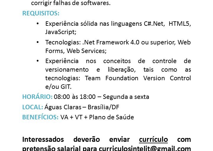 [ClubInfoBSB] Desenvolvedor C# .Net Pleno/Sr