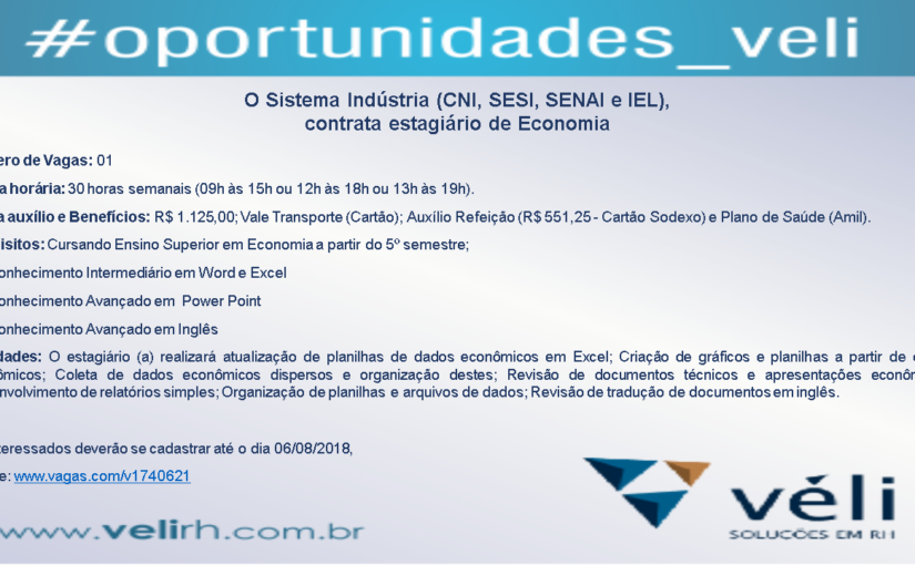 [GEBE Oportunidades] Oportunidade – Estágio em Economia – ate 06/08