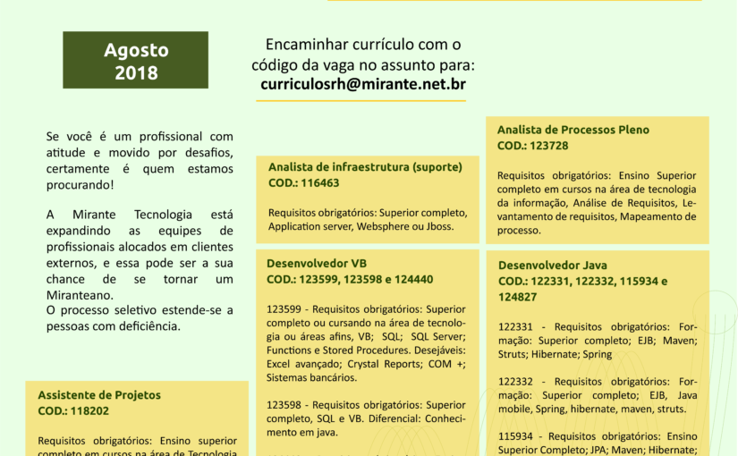 [leonardoti] Oportunidades – Mirante Tecnologia Retificação