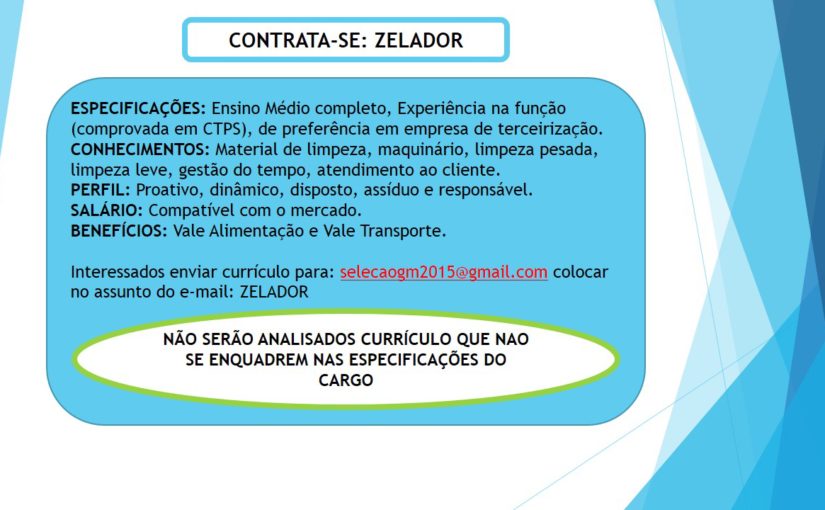 [GEBE Oportunidades] Zelador 02/08