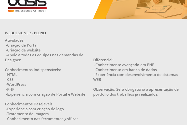 [ClubInfoBSB] BASIS TECNOLOGIA – OPORTUNIDADE PARA WEBDESIGNER PLENO