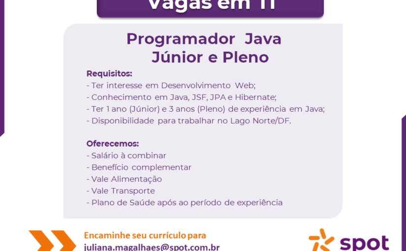 [leonardoti] VAGAS: Programador Java – Júnior e Pleno