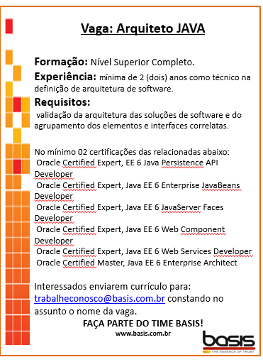 [ClubInfoBSB] Vaga – Arquiteto JAVA