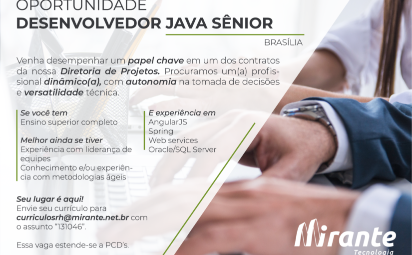 [ClubInfoBSB] Mirante tecnologia – Desenvolvedor(a) Java Sênior