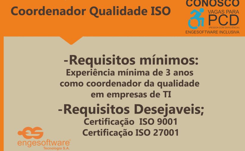 [ClubInfoBSB] OPORTUNIDADE  COORDENADOR QUALIDADE ISO – BRASÍLIA/DF