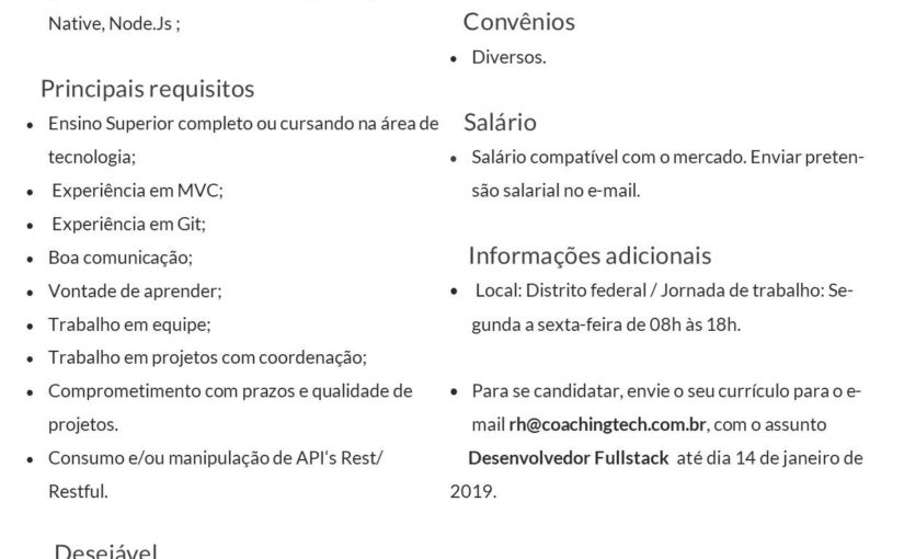 [ClubInfoBSB] Vaga Desenvolvedor FullStack