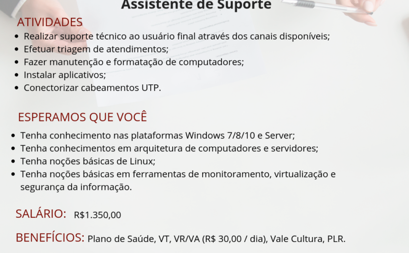 [ClubInfoBSB] Vagas Assistente de Suporte