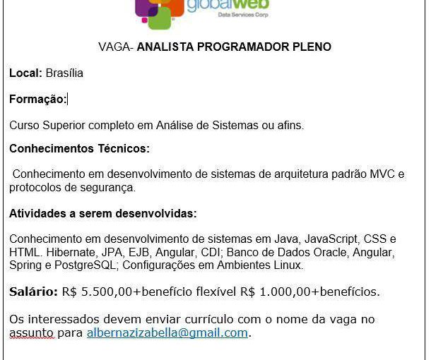 [leonardoti] Divulgação: Vaga para Analista Programador Pleno