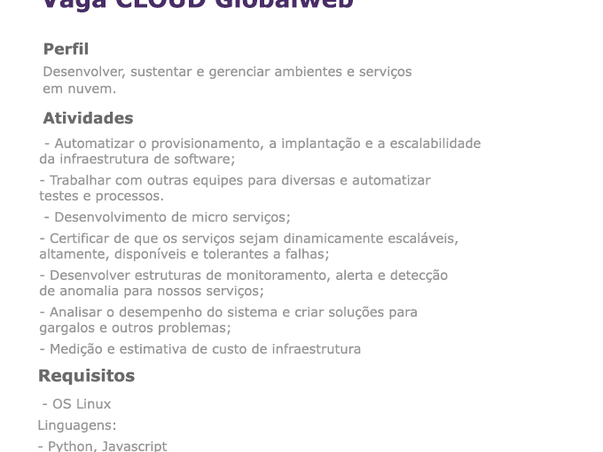 [ClubInfoBSB] Vaga: Oportunidade cloud