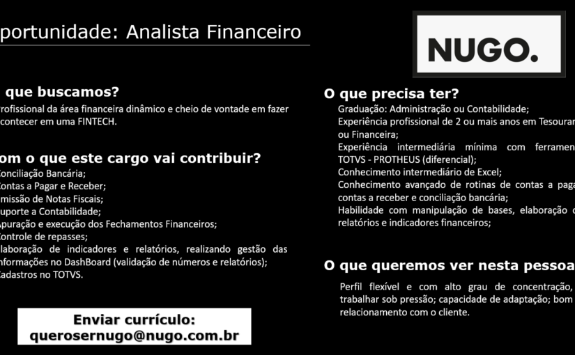 [ClubInfoBSB] Oportunidade: Analista Financeiro para Fintech