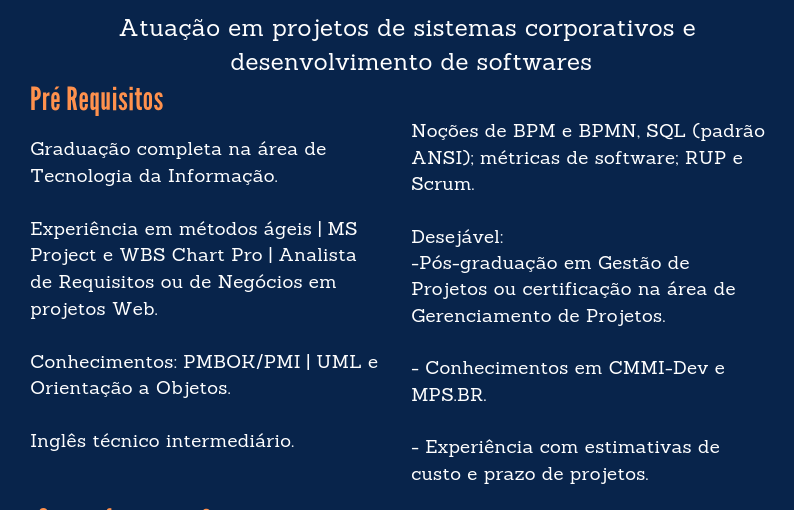 [ClubInfoBSB] VAGA – ANALISTA DE SISTEMAS – Atuação em Requisitos e Projetos (BRASÍLIA)