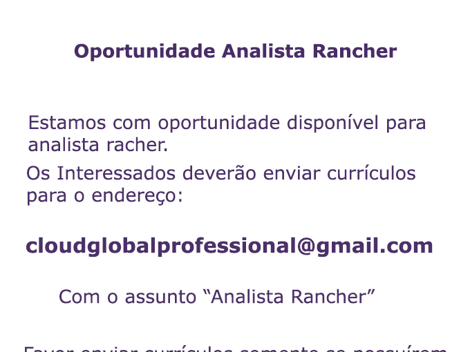 [ClubInfoBSB] Oportunidade – Analista Rancher