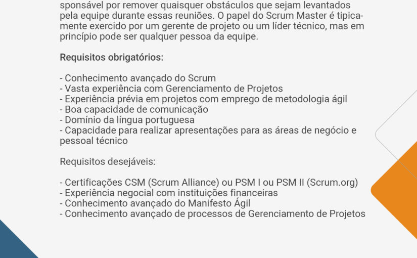 [ClubInfoBSB] Gerente de projetos SM ( Scrum Master)