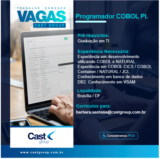 [ClubInfoBSB] Oportunidade Cast group – Programador COBOL Pleno