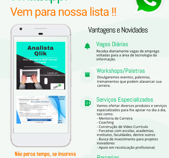 [ClubInfoBSB] VAGAS VIA WHATSAPP – NOVIDADES