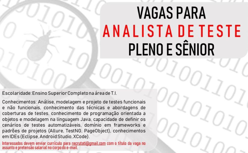 [ClubInfoBSB] Vagas pra Analista de Teste – Pleno e Sênior