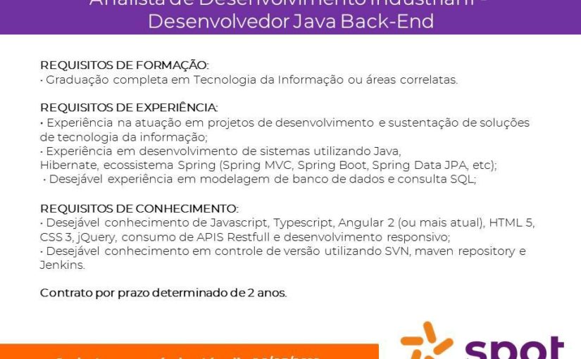 [leonardoti] 3 vagas: Desenvolvedor Java, Front-End e Back-End