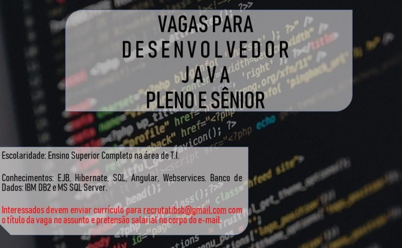 [leonardoti] Vagas – Desenvolvedor Java (Pleno e Sênior)