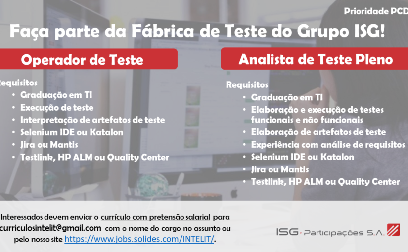 [ClubInfoBSB] Oportunidades: Operador de Teste e Analista de Teste Pleno