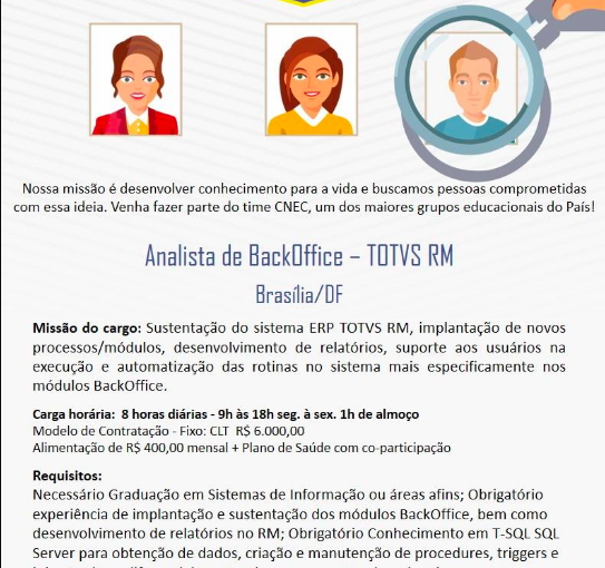 [ClubInfoBSB] Analista de BackOffice – TOTVS RM