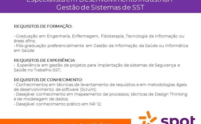 [ClubInfoBSB] Especialista em Gestão de Sistemas no ramo da Saúde  – Sistema Indústria