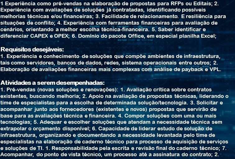 [ClubInfoBSB] Oportunidade para Analista de Infraestrutura Pleno