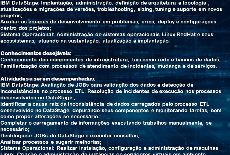 [ClubInfoBSB] Oportunidade para Analista de Infraestrutura