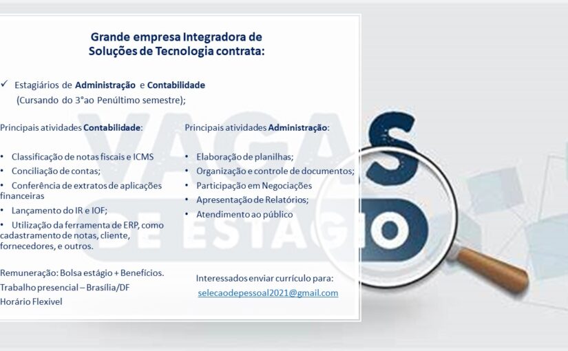 [ClubInfoBSB] OPORTUNIDADES DE ESTAGIO CONTABILIDADE E ADMINISTRACAO