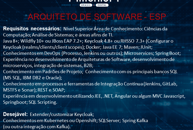 [ClubInfoBSB] >>> OPORTUNIDADE ARQUITETO DE SOFTWARE ESP. <<<