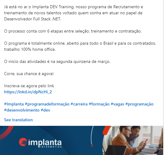 [ClubInfoBSB] Implanta DEV Training