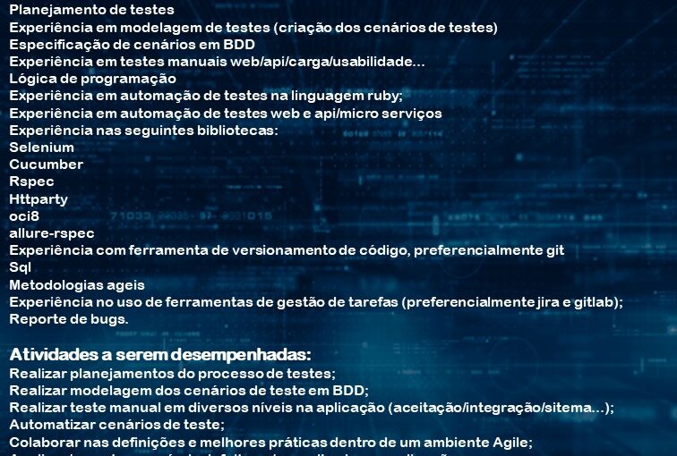 [ClubInfoBSB] OPORTUNIDADE AUTOMATIZADOR DE TESTES