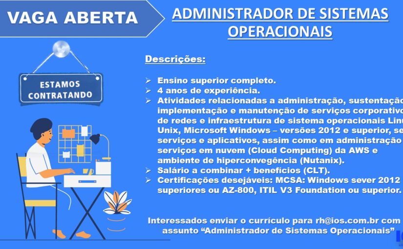 [ClubInfoBSB] Vaga Administrador de Sistemas Operacionais / Brasília