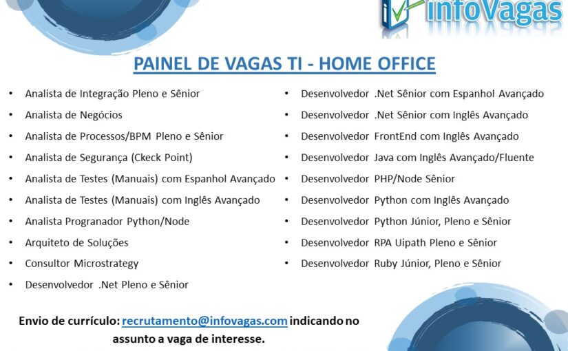 [ClubInfoBSB] PAINEL DE VAGAS TI – HOME OFFICE