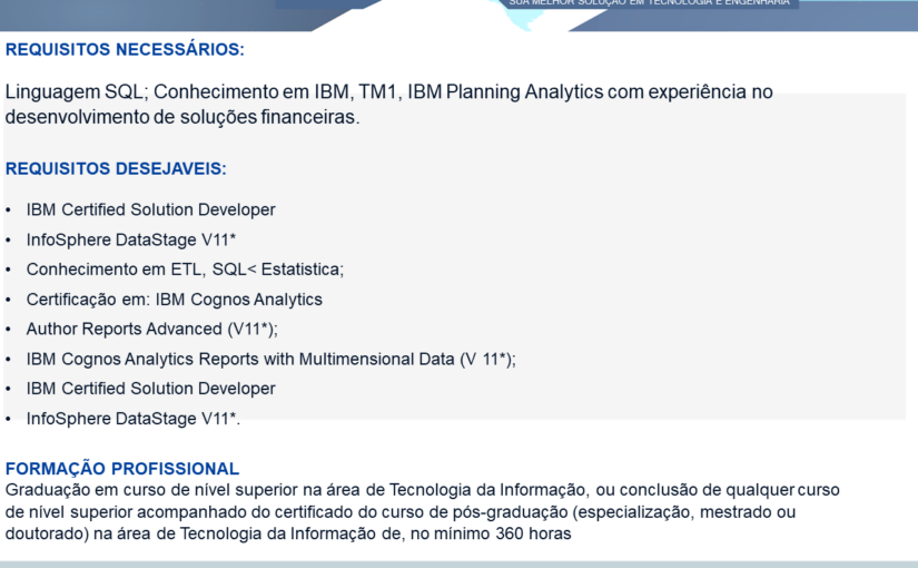 [ClubInfoBSB] OPORTUNIDADE PARA ANALISTA INTELIGÊNCIA ARTIFICIAL