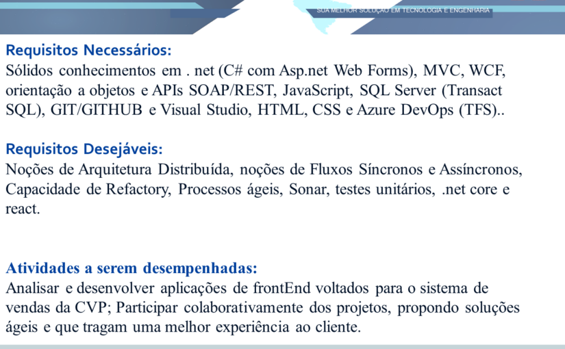 [ClubInfoBSB] OPORTUNIDADE PARA DESENVOLVEDOR C# ASP.NET