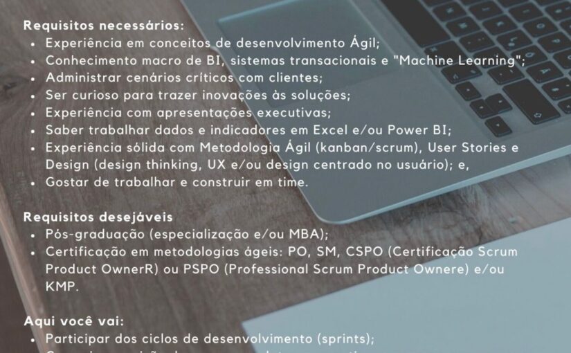 [ClubInfoBSB] Estamos contratando: PRODUCT OWNER (Brasília/DF)