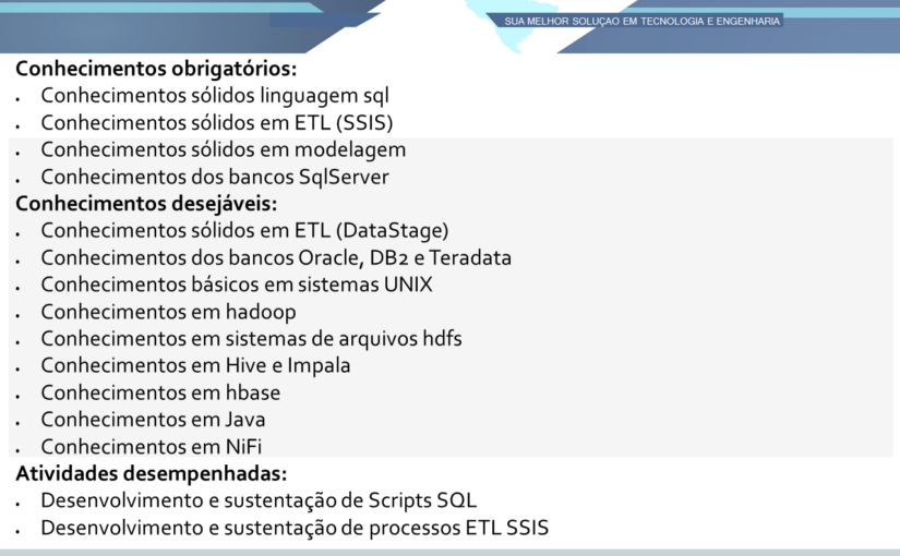 [ClubInfoBSB] OPORTUNIDADE PARA ANALISTA DE BANCO DE DADOS SENIOR