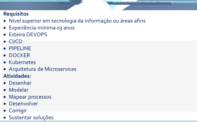 [ClubInfoBSB] OPORTUNIDADE PARA ANALISTA DEVOPS