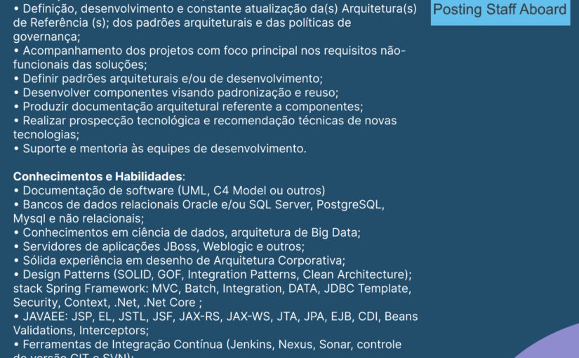 [ClubInfoBSB] Arquiteto de Software – Goiânia – Sênior – Presencial