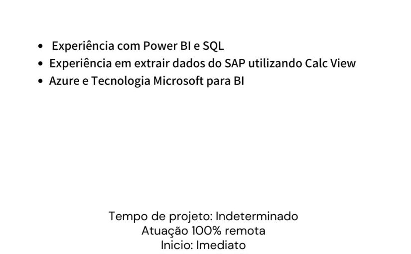 [ClubInfoBSB] VAGA ANALISTA DE BI – 100% REMOTO