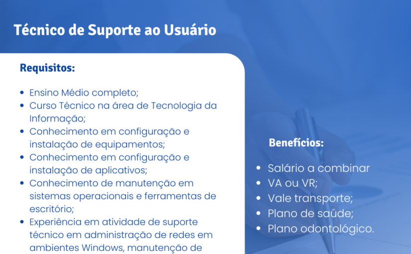 [ClubInfoBSB] Vaga Técnico de Suporte ao Usuário