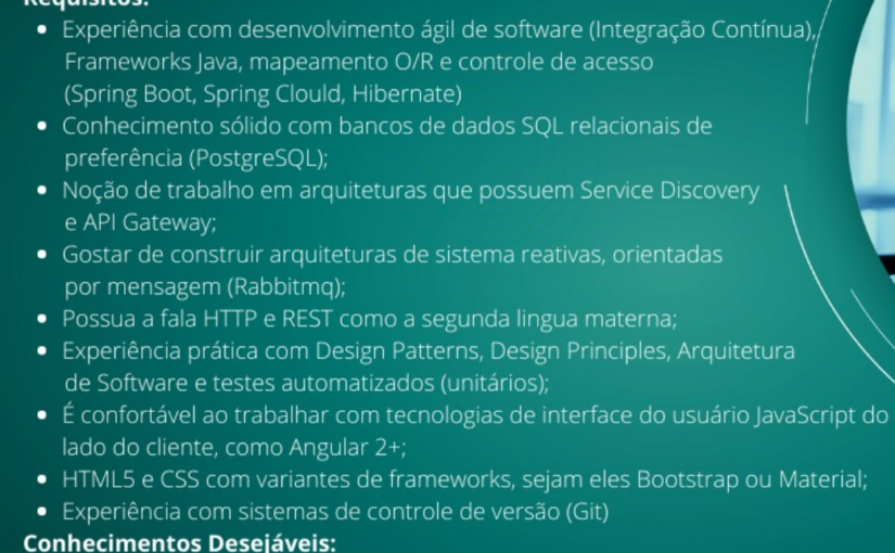 [ClubInfoBSB] Analista Desenvolvedor Sênior – JAVA – GOIÂNIA – PRESENCIAL