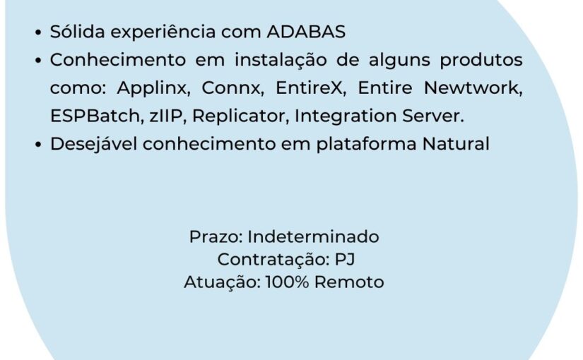 [ClubInfoBSB] VAGA DBA ADABAS SÊNIOR – 100% REMOTO