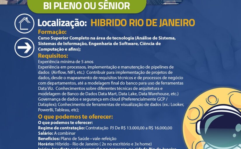 [ClubInfoBSB] DESENVOLVEDOR BI PLENO OU SÊNIOR HIBRIDO RIO DE JANEIRO